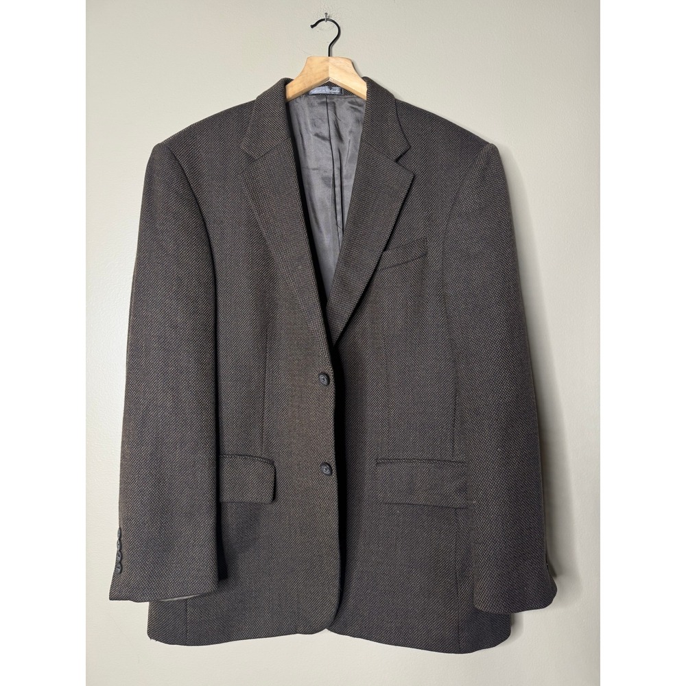 Oscar de la Renta Mens Brown Birdseye Wool Blazer Sport Coat 43R 2 Button Jacket